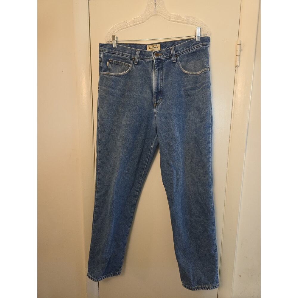 LL Bean Men's 36x30 Flannel Lined Denim Blue Jeans Classic Fit OJX04 cold Weathe